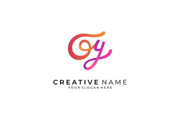 GY initial signature logo, G and Y Handwritten monogram vector