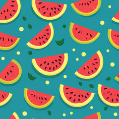 Watermelons repeat pattern, colorful juicy fruit tile
