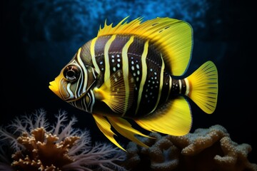 Naklejka na ściany i meble Racoon Butterfly Fish swimming in the Ocean Generative Ai