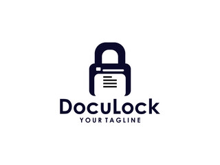 Padlocks and documents become logos for data access security protection