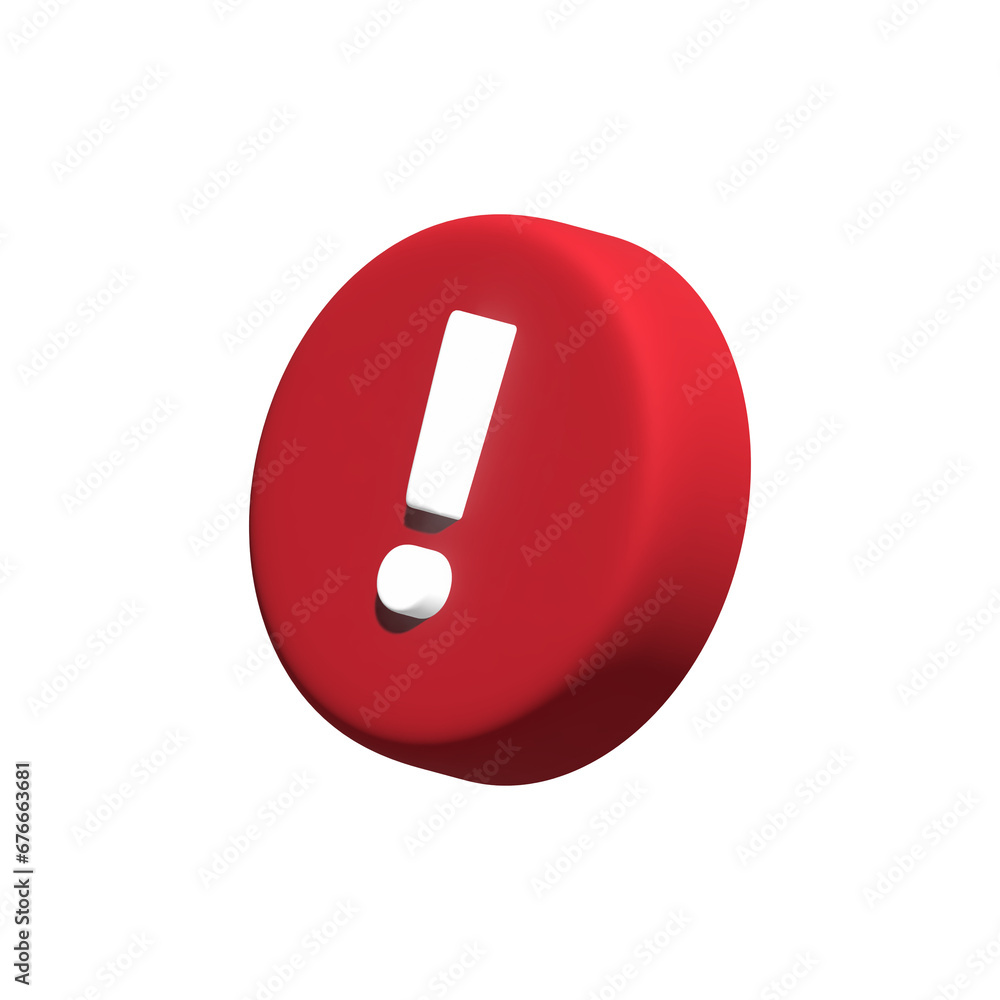 Poster 3d red danger attention bell or red emergency notifications alert on rescue warning 3d icon. alert i