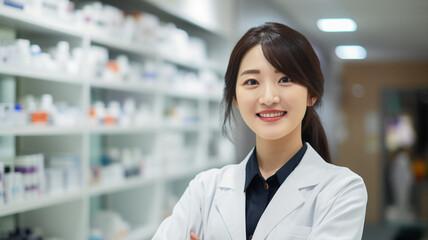 アジア人の女性薬剤師
