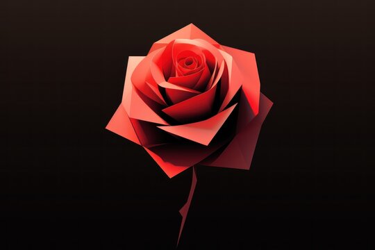 color illustration concept shows a beautiful dark pink rose.