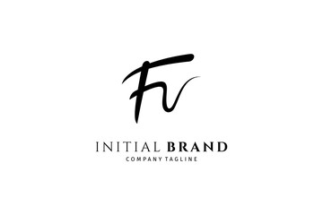 F V FV handwritten logo template. Luxury initial vector