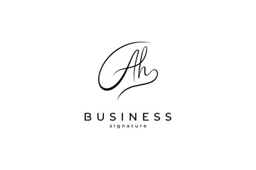 AH, A, H initial signature logo. - obrazy, fototapety, plakaty