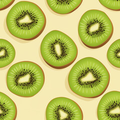 Fototapeta premium Kiwi fruit cartoon repeat pattern