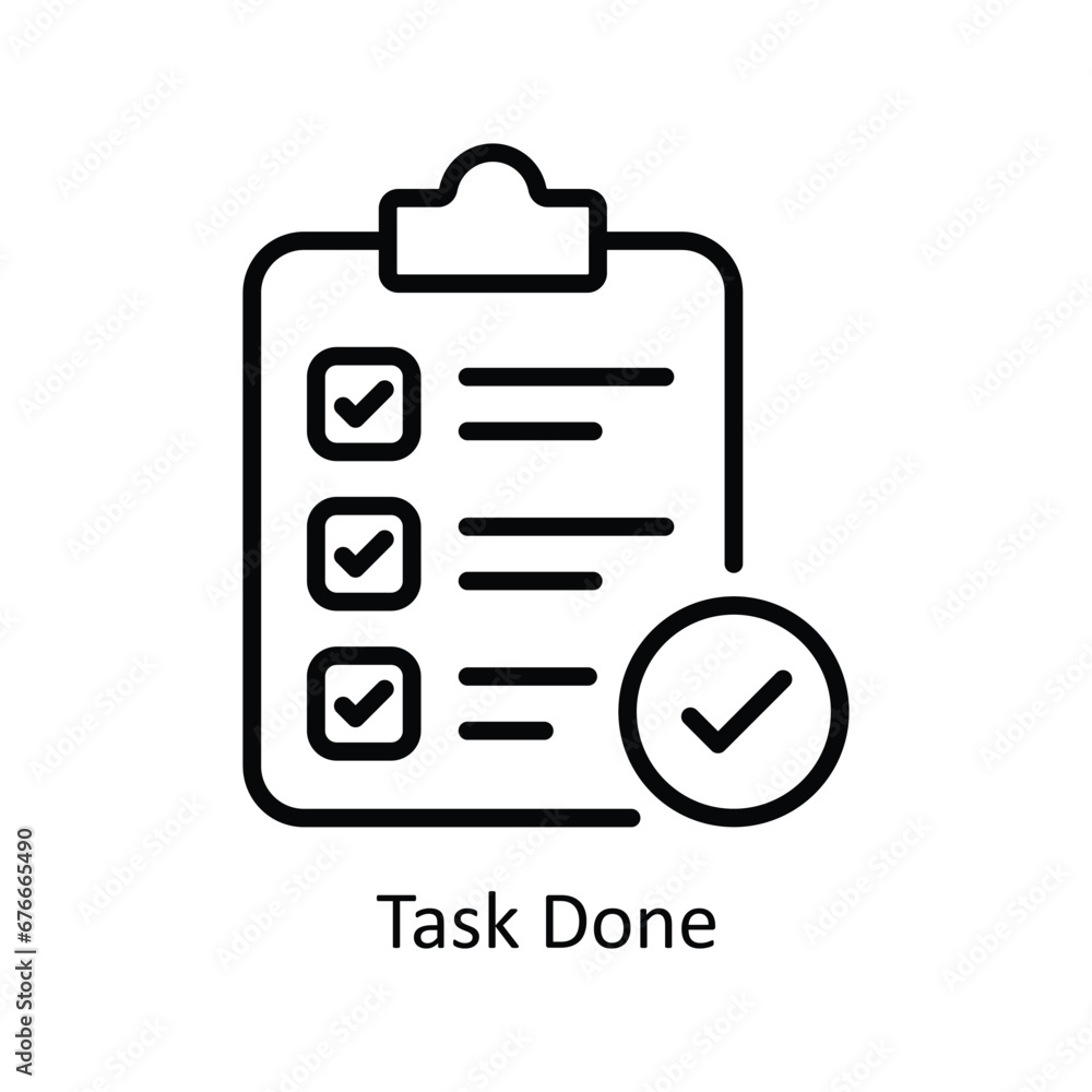 Poster task done vector outline icon design illustration. business and management symbol on white backgroun