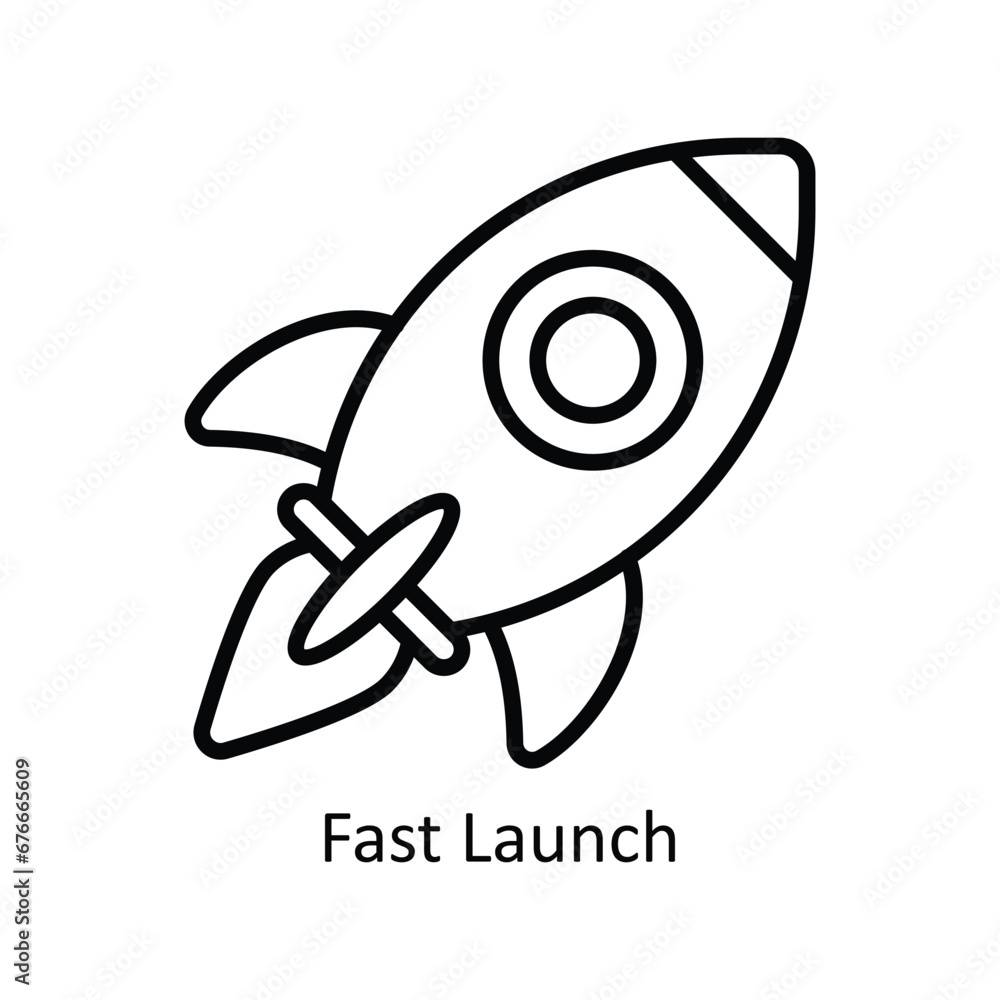 Poster fast launch vector outline icon design illustration. business and management symbol on white backgro