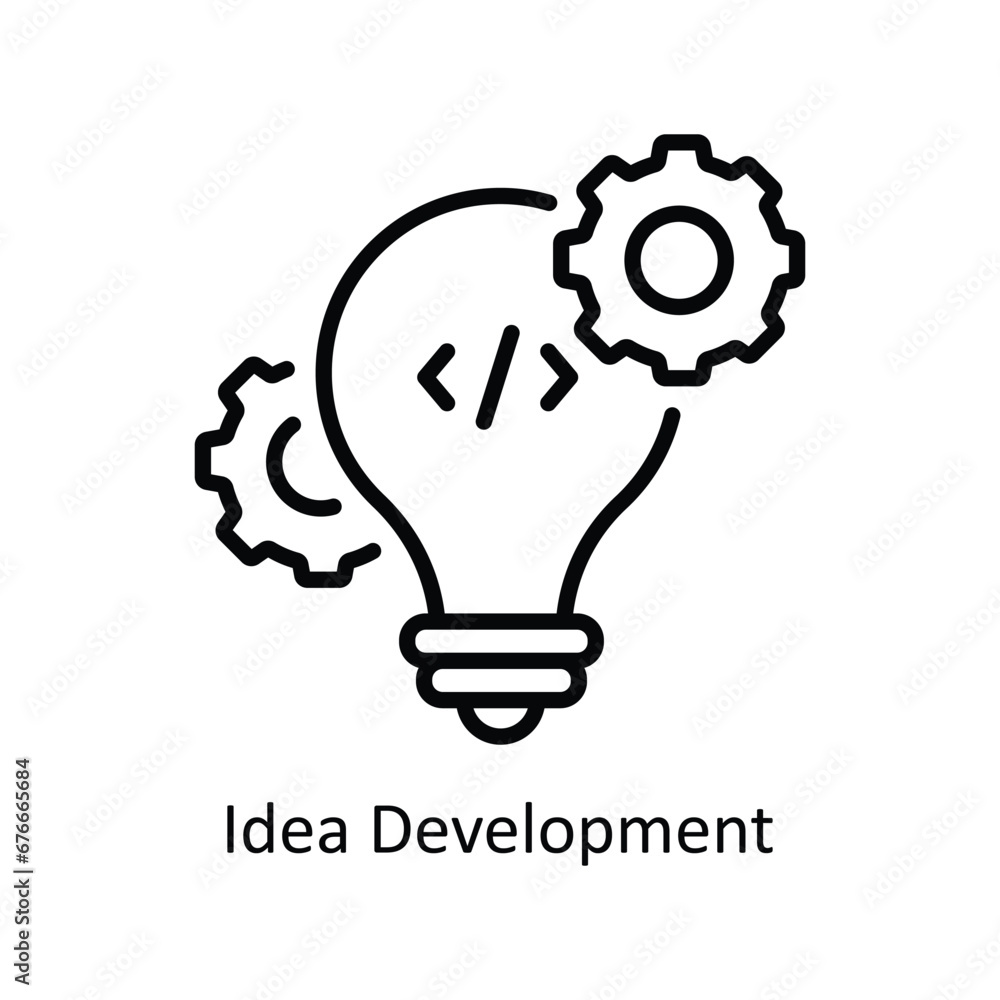 Poster idea development vector outline icon design illustration. business and management symbol on white ba