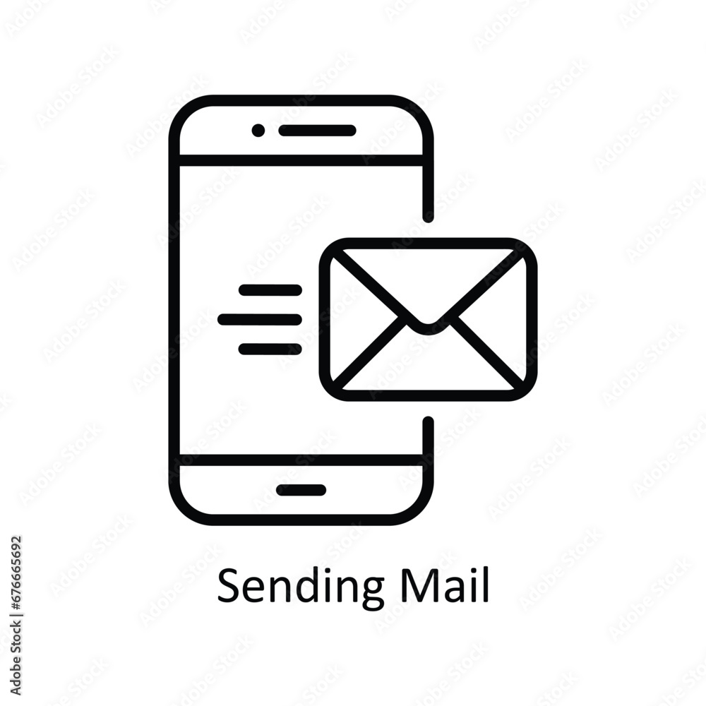 Poster sending mail vector outline icon design illustration. business and management symbol on white backgr