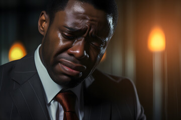 Fototapeta premium portrait of sad black businessman upset in office