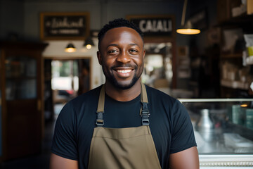portrait of a happy black man small business owner