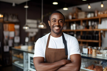 portrait of a happy black man small business owner