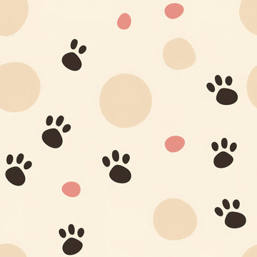 Dog cat paw animal cartoon repeat pattern