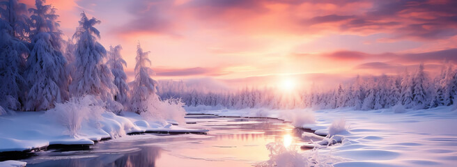 beautiful winter, landscape, AI generated