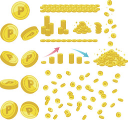 Pマークのついたポイントコインのイラストセットまとめ