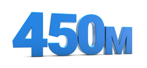 450M sign isolated on transparent background. Thank you for 450M followers 3D. 3D rendering	