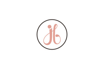 J, B, JB handwritten monogram logo vector in circle frame