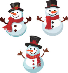 Snowman icon set. Cartoon illustration of snowman vector icons for web design