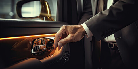 A Dapper Gentleman Holding the Car Door Handle With Style