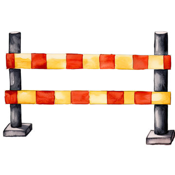 Watercolor Roadblock Clipart Illustration. Isolated elements on a white background.
