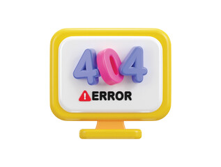 3d computer showing alert error 404 page not found icon illustration