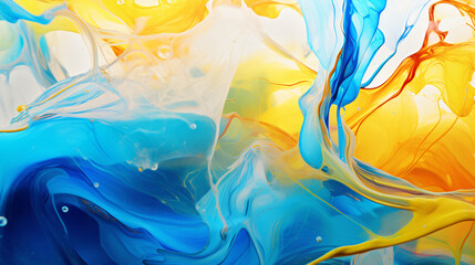 A colorful photo of liquid with the word painting