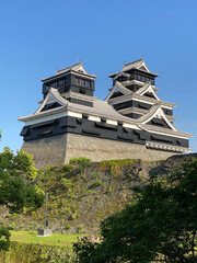 熊本地震から復興途中の熊本城。石垣再建中。