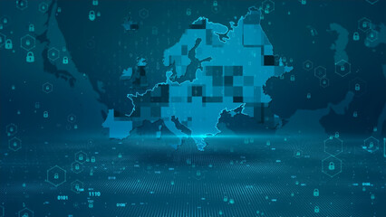Europe Map background password security business digital technology