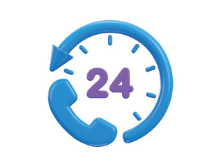 24 hours watch with customer support service 3d vector icon