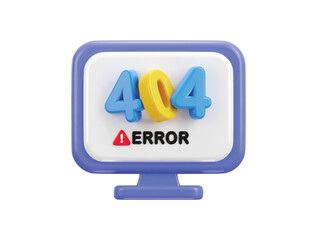 3d computer desktop showing alert error 404 page not found illustration