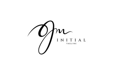 Monogram JM logo in black and white signature design style