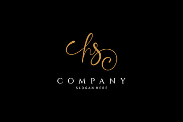 HS logo monogram design template in luxurious and elegant gold color suitable for text or emblem letters for the fashion, beauty and jewelry industry, wedding invitations, social