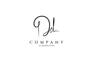 simple Initial Dd logo in black and white signature design style