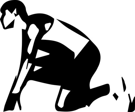 recommend clip art: Athlete-runner at a low start. Black silhouette of an athlete runner on a transparent background