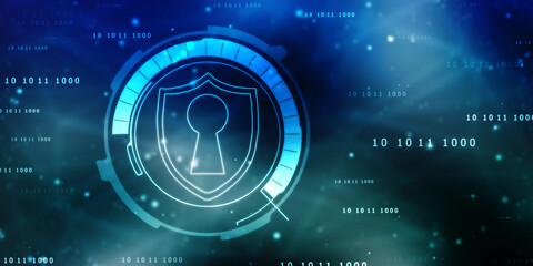 Protect and Security concept. Digital Shield on abstract technology background, Cyber security and information or network protection. Future technology web services for business and internet project