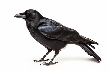 Side View Carrion Crow Corvus Corone isolated on white background Generative Ai
