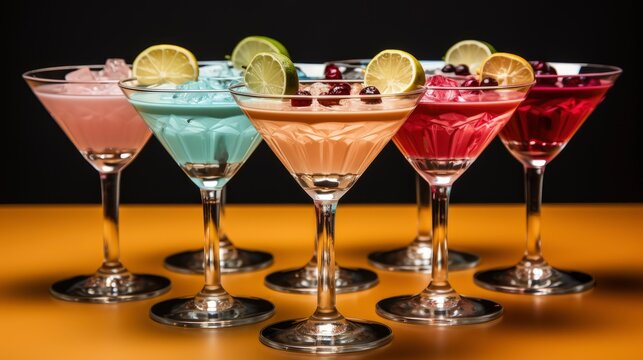 Beautiful Line Different Coloured Cocktails , Wallpaper Pictures, Background Hd