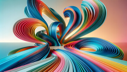 Abstract Illustration with Curved Lines and Vibrant Colors. Created with generative AI.