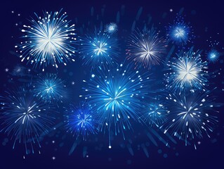 Fototapeta na wymiar Festive Fireworks Vector Illustration on a Vibrant Blue Background for Celebrations,ai generated