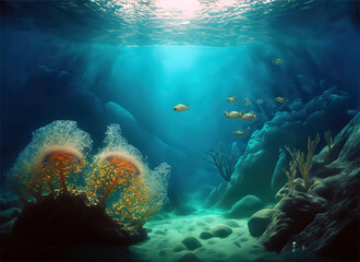 Fototapeta na wymiar underwater views, beautiful ocean life