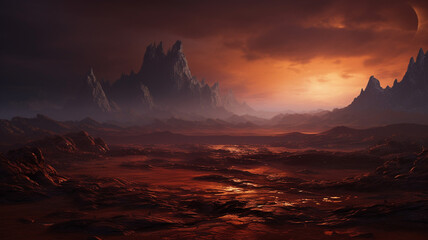 Fantastic Mountains area on alien planet