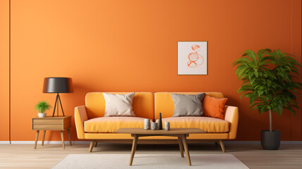 Sunny orange retro living room