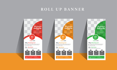 Creative Roll Up Banner Design Template With A Place For Photo, Web Banner template