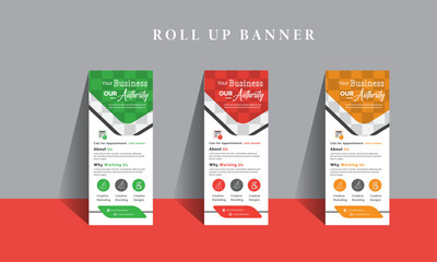 Creative Roll Up Banner Design Template With A Place For Photo, Web Banner template
