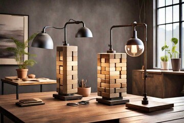 interior of a room with lamp