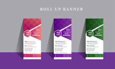Creative Roll Up Banner Design Template With A Place For Photo, Web Banner template