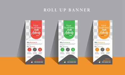 Creative Roll Up Banner Design Template With A Place For Photo, Web Banner template