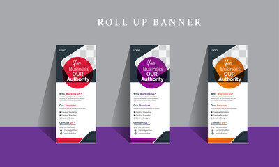 Creative Roll Up Banner Design Template With A Place For Photo, Web Banner template