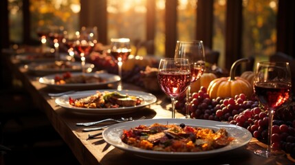 Thanksgiving Celebration Traditional Dinner Table  , Wallpaper Pictures, Background Hd